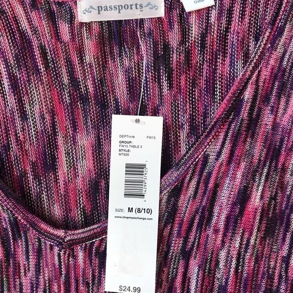 NWT Passports V Neck Sweater Top Size M - Picture 3 of 5